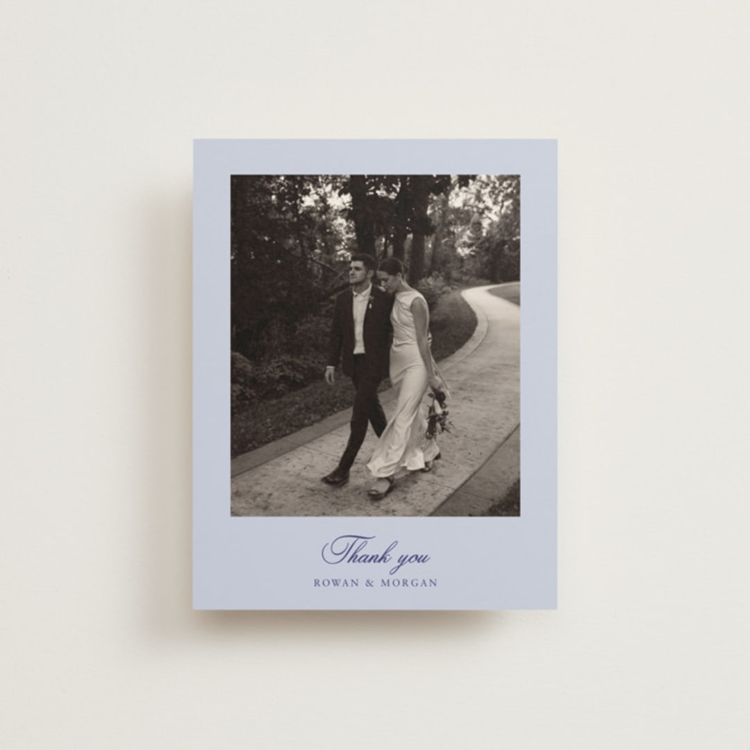 "Blooming Crest" - Wedding Thank You Cards in Plum by Cass Loh - Front