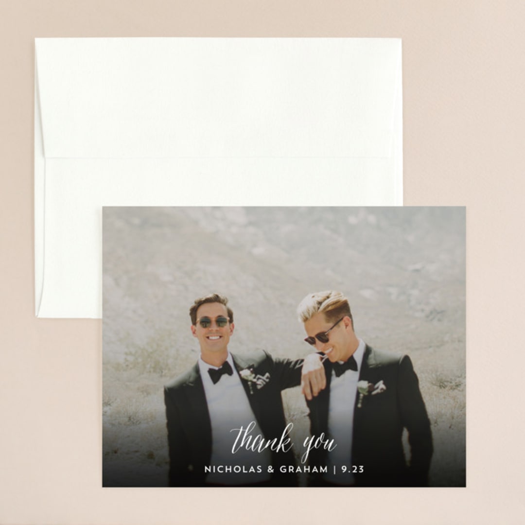 "Cacti" - Wedding Thank You Cards in Rose Crystal by Cass Loh - Front