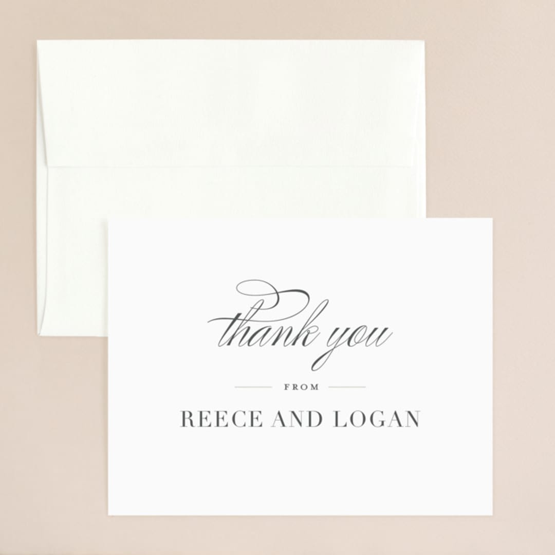 "Classical" - Wedding Thank You Cards in Taupe by Jessica Williams - Front
