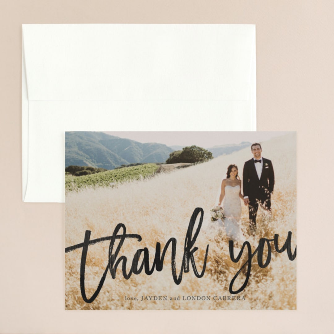 "blithe" - Wedding Thank You Cards in Charcoal by Design Lotus - Front