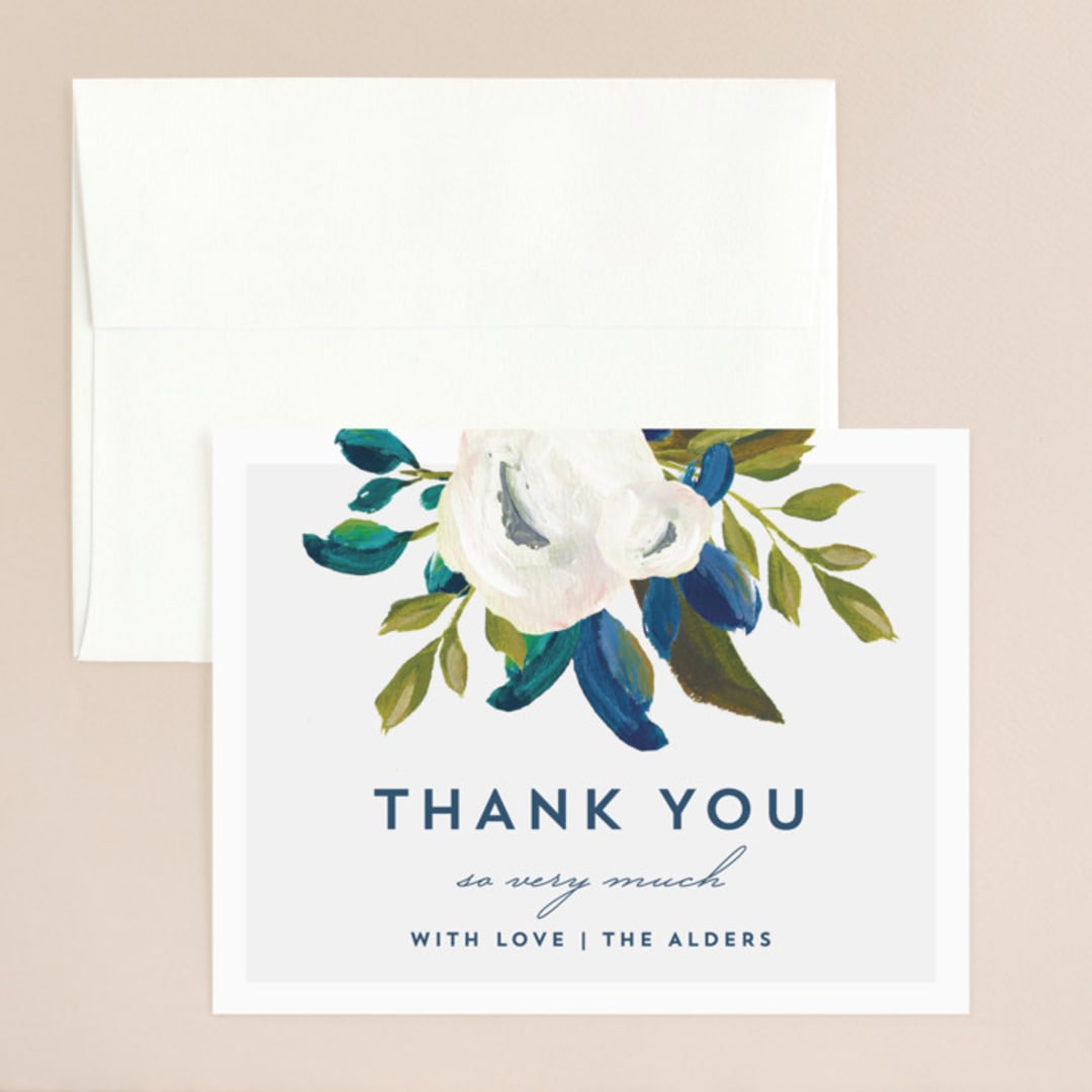 "Our Something Blue" - Wedding Thank You Cards in Ocean by AK Graphics - Front