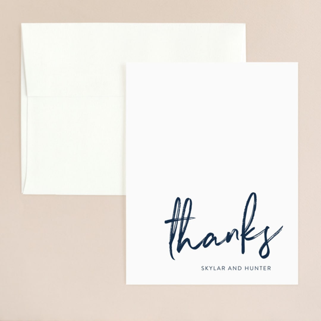 "Funky Names" - Wedding Thank You Cards in Navy by Phrosné Barwood - Front