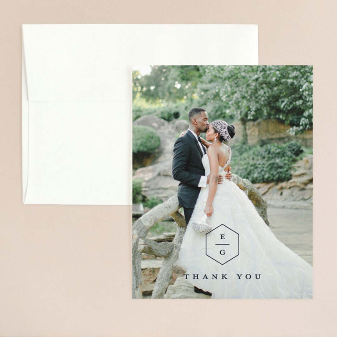 "Next Adventure" - Wedding Thank You Cards in Navy by Stacey Meacham - Front