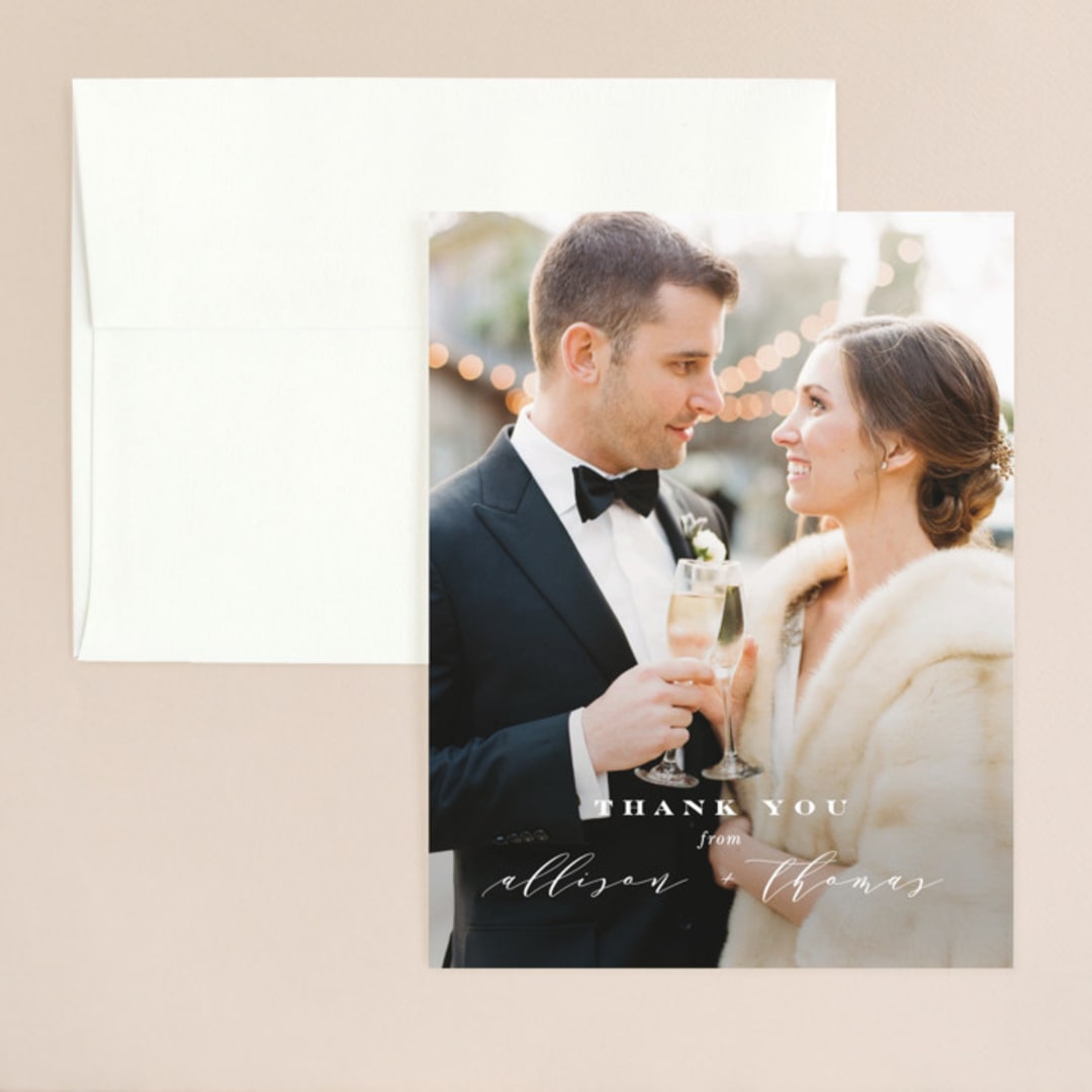 "Perspective" - Wedding Thank You Cards in Noir by Kimberly FitzSimons - Front