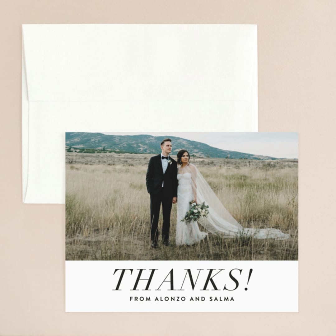"Bad Dancing" - Wedding Thank You Cards in Dove by Amy Payne - Front