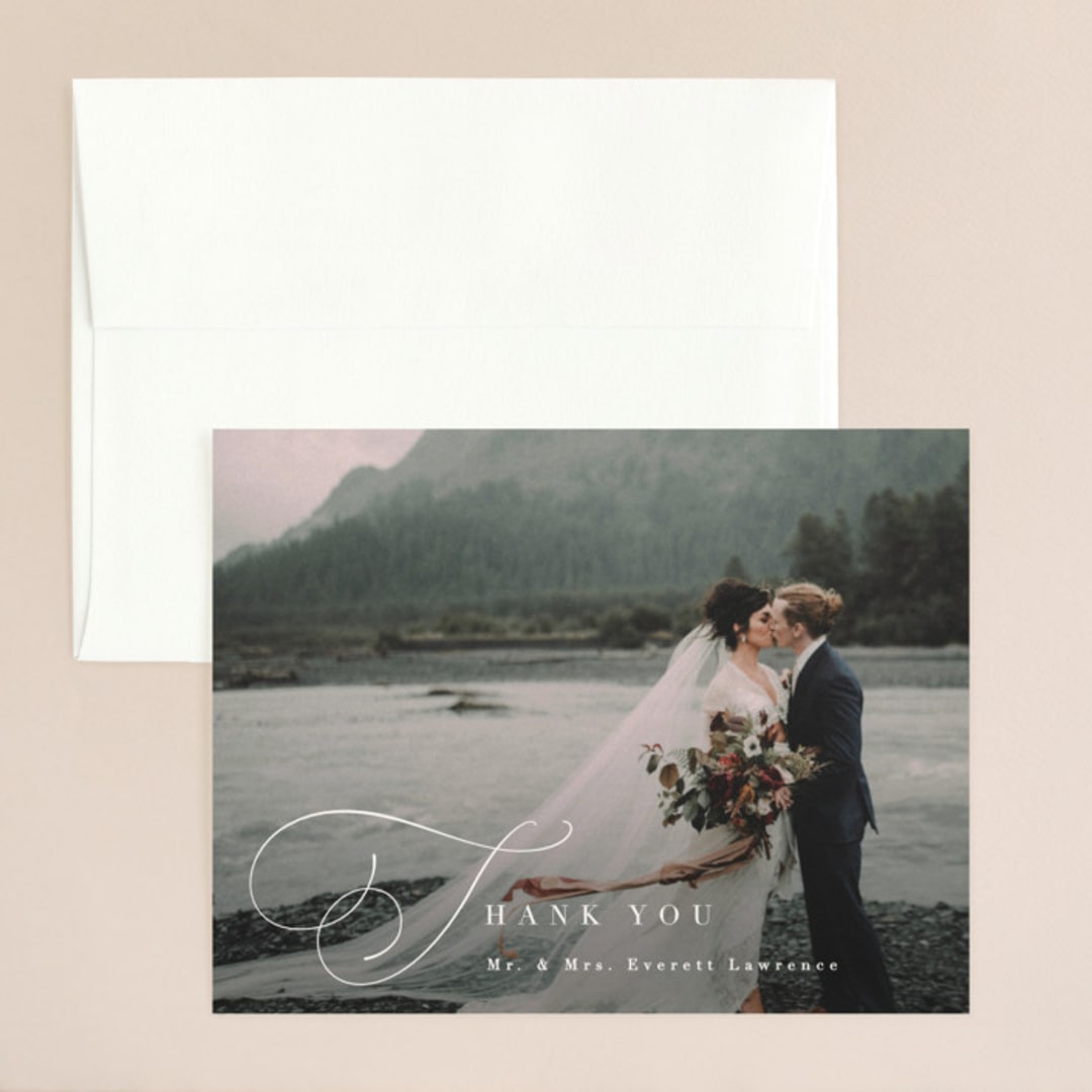 "Flowing Initials" - Wedding Thank You Cards in Ivory by Hooray Creative - Front
