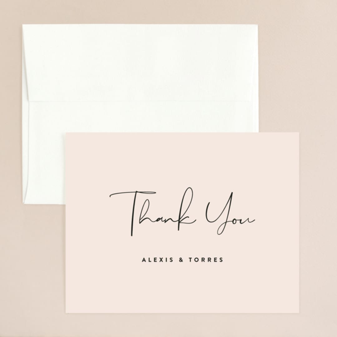 "Just the Two of Us" - Wedding Thank You Cards in Blush by Jennifer Wick - Front