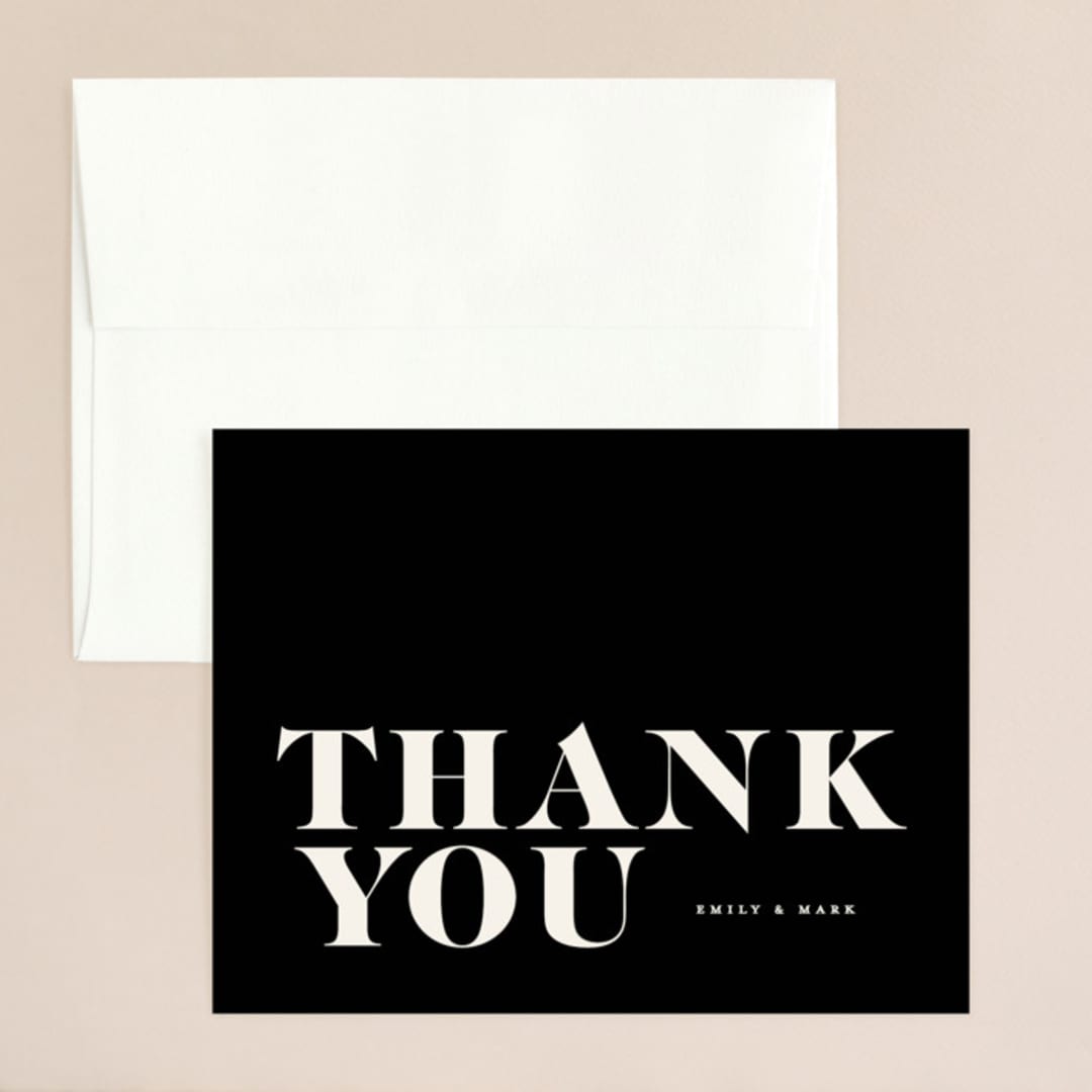 "Angled" - Wedding Thank You Cards in Onyx by GeekInk Design - Front