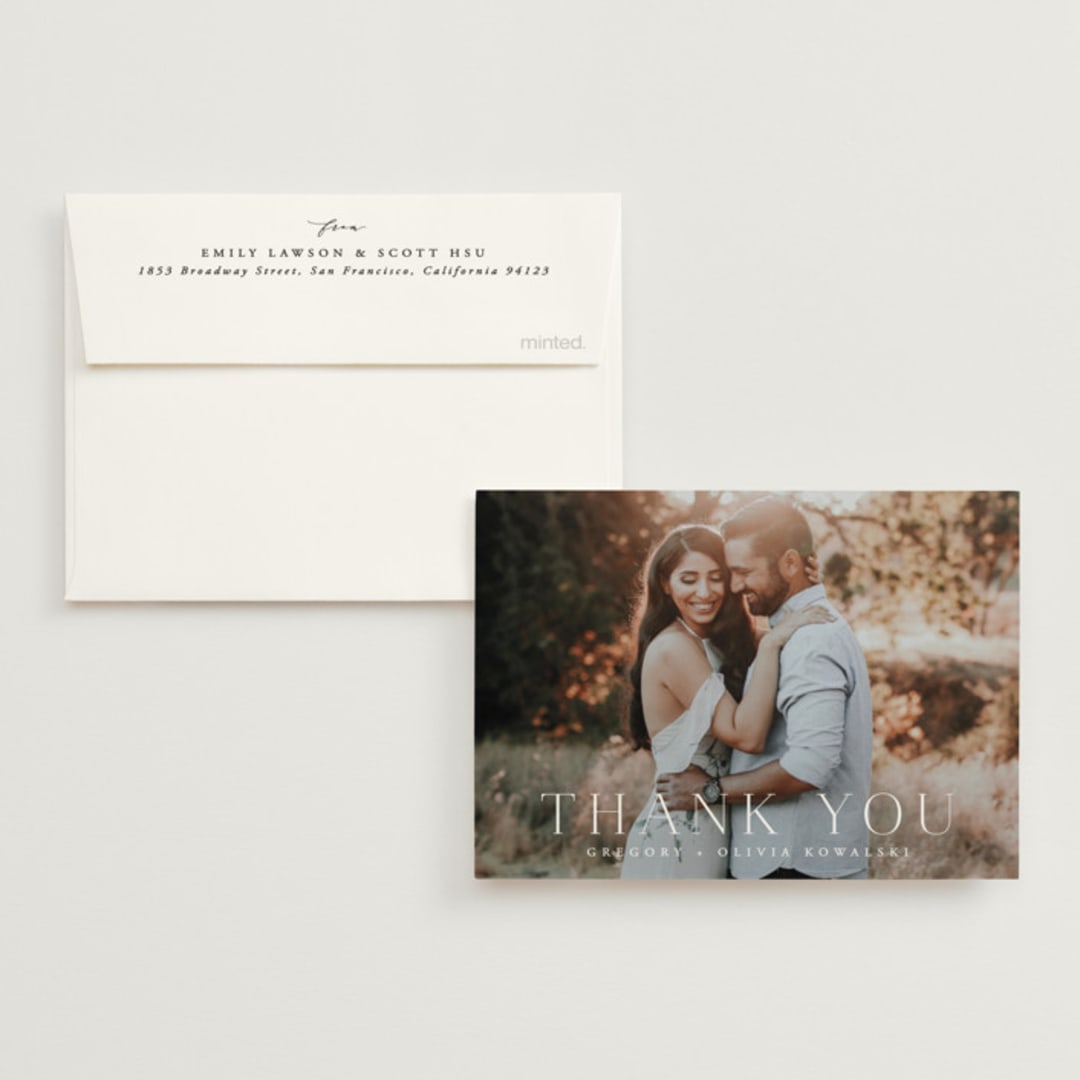 "Classy Type" - Wedding Thank You Cards in Lily by Hooray Creative - Front