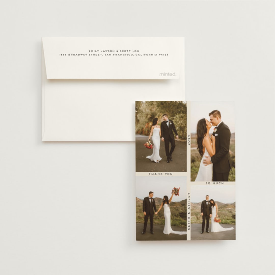 "Grid" - Wedding Thank You Cards in Ecru by Morgan Kendall - Front