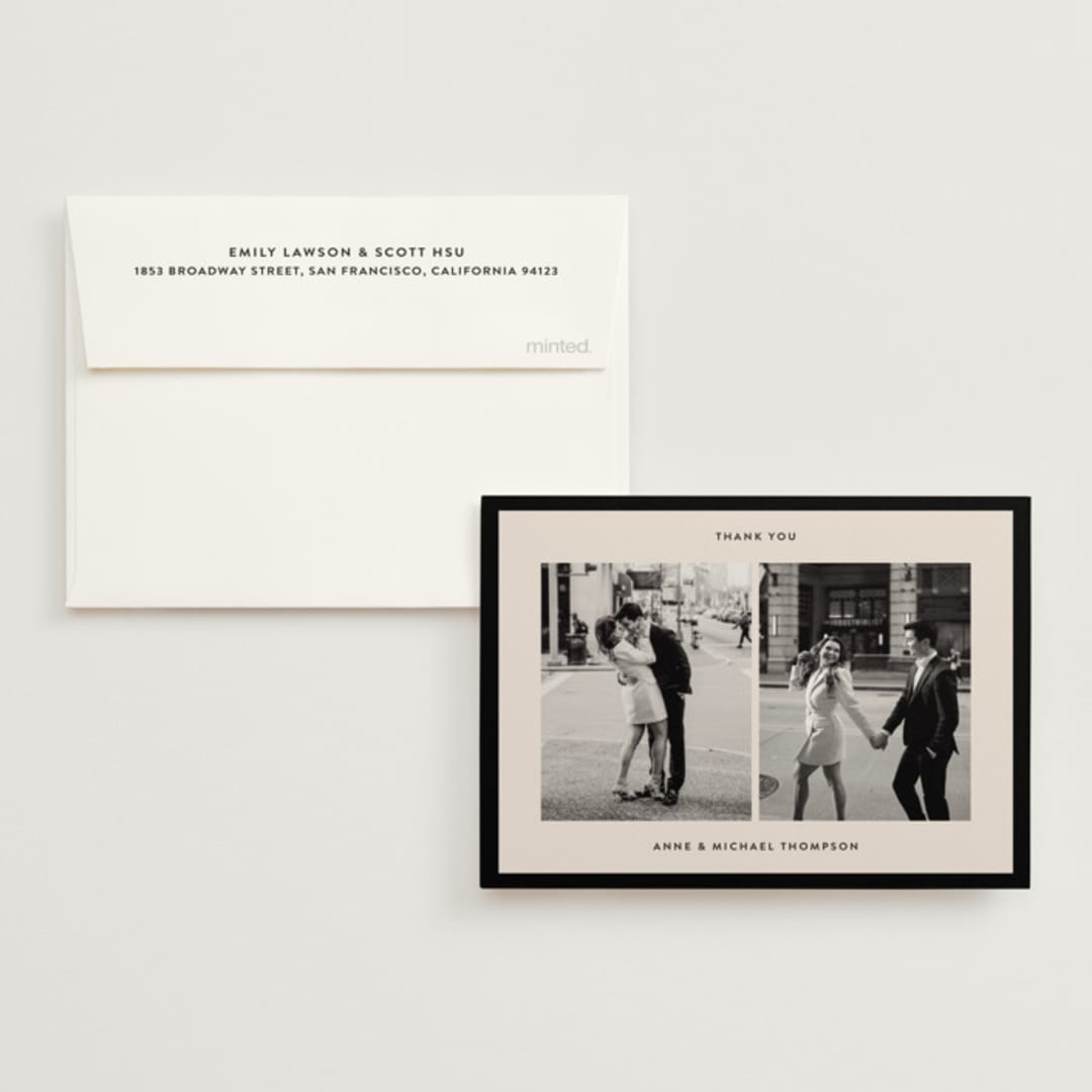 "Borough" - Wedding Thank You Cards in Tuxedo by Inkblot Design - Front