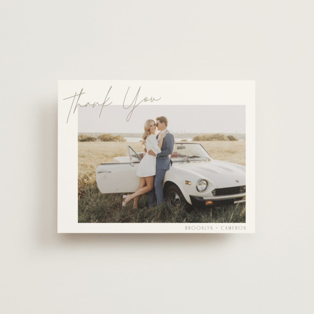 "Arabilla Overlap" - Wedding Thank You Cards in Linen by Kelly Schmidt - Front