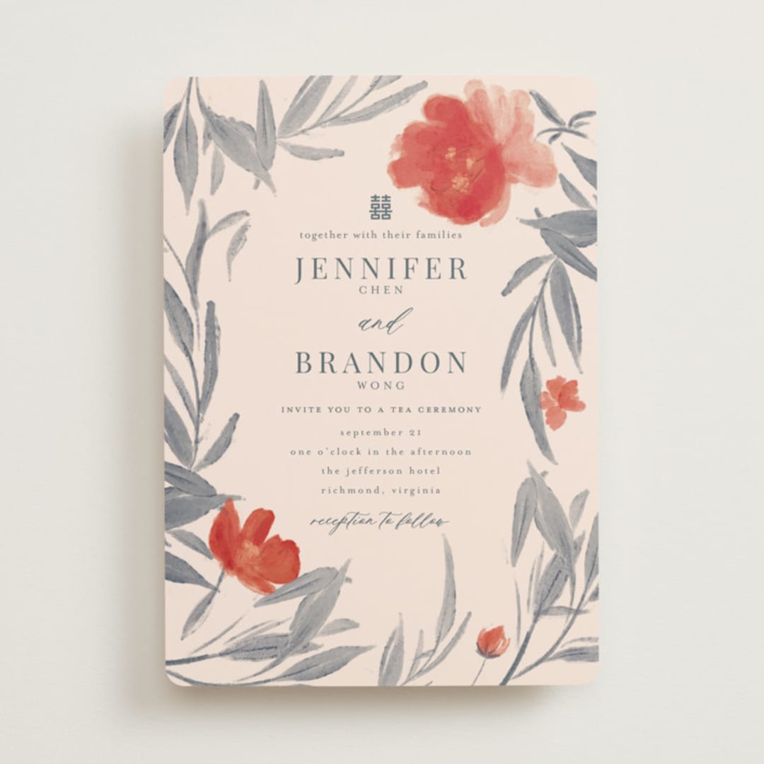"Orient Garden" - Tea Ceremony Invitations in Saffron by Vera Lim - Front