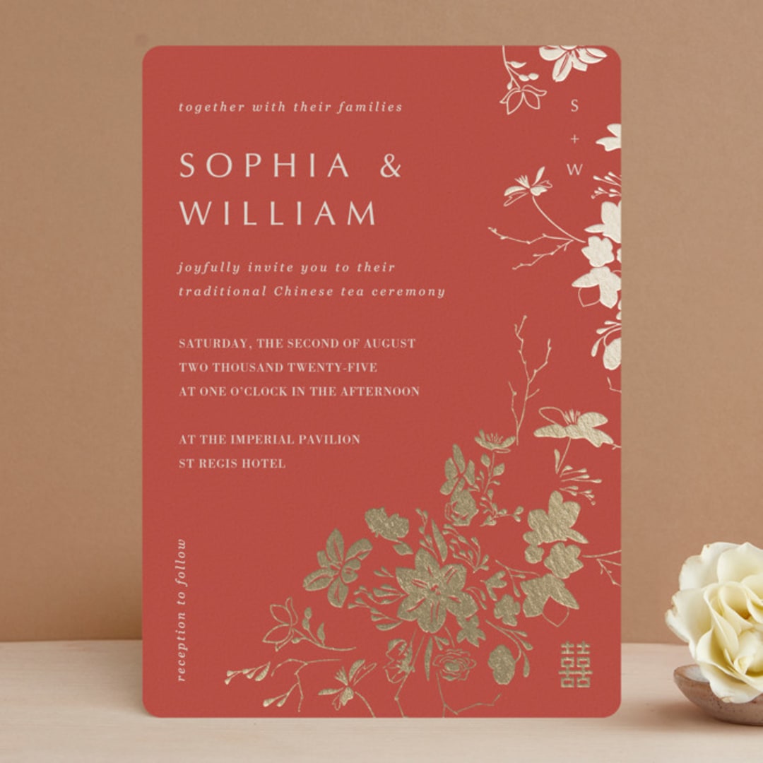 "Abstract Flora" - Tea Ceremony Invitations in Lava by Stellax Creative - Front