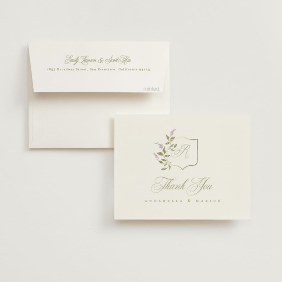 "Marmont" - Wedding Thank You Cards in Lilac by Kristie Kern - Front