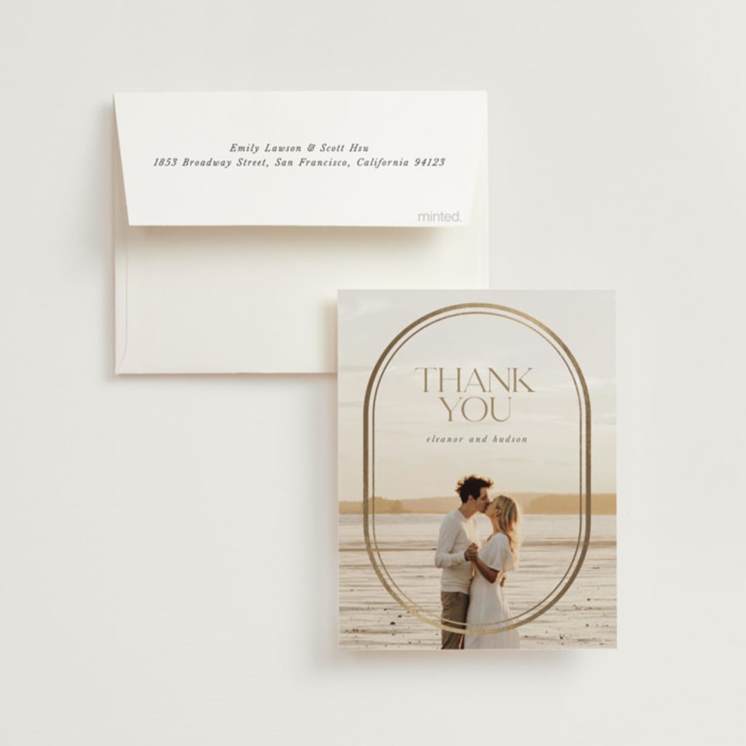 "oval" - Wedding Thank You Cards in Sandstone by Lori Wemple - Front