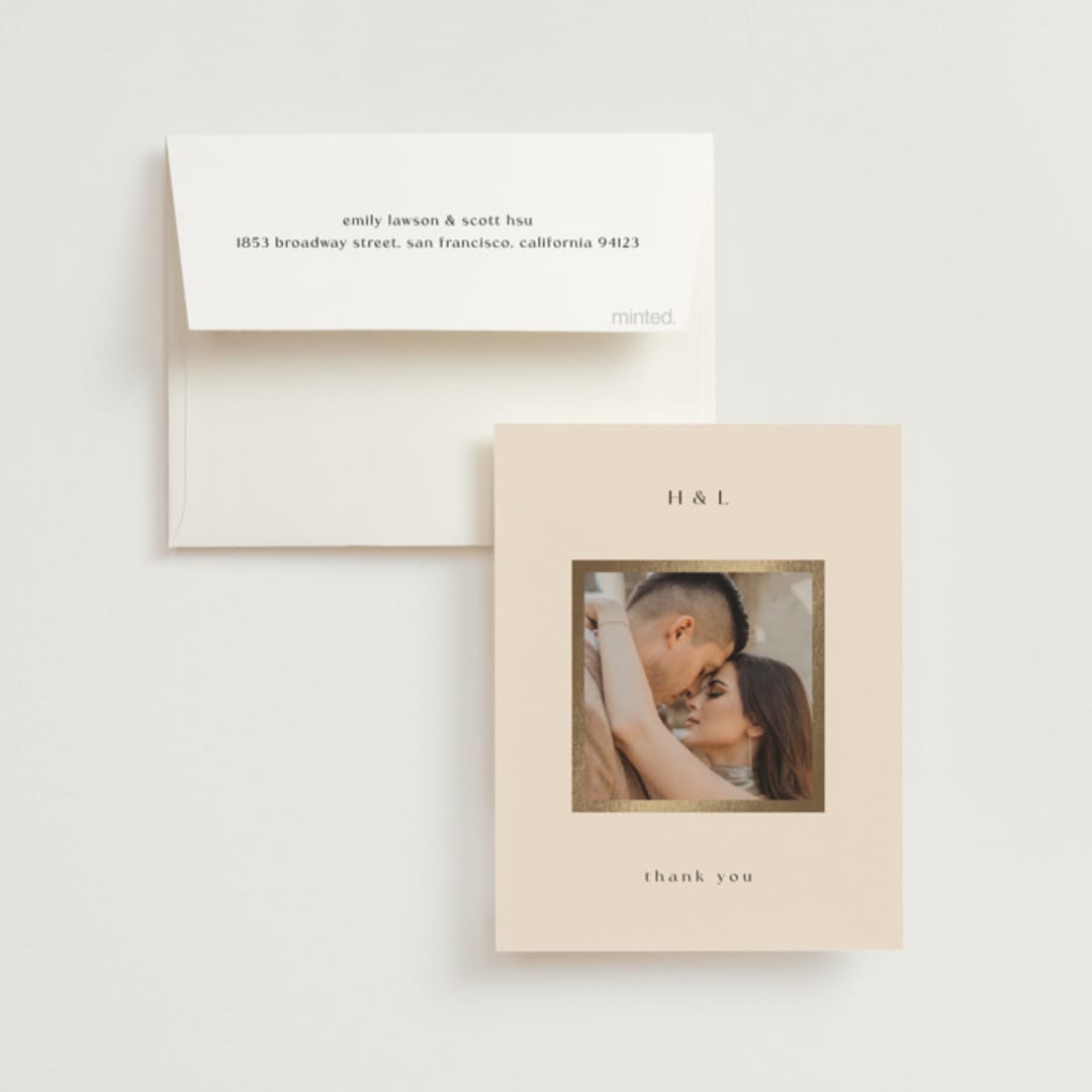 "Framed Photo" - Wedding Thank You Cards in Latte by Stacy Maalouf - Front