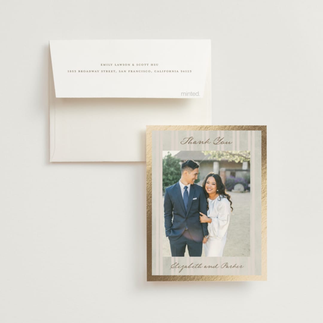 "Mountain Love" - Wedding Thank You Cards in Dew by Petra Kern - Front