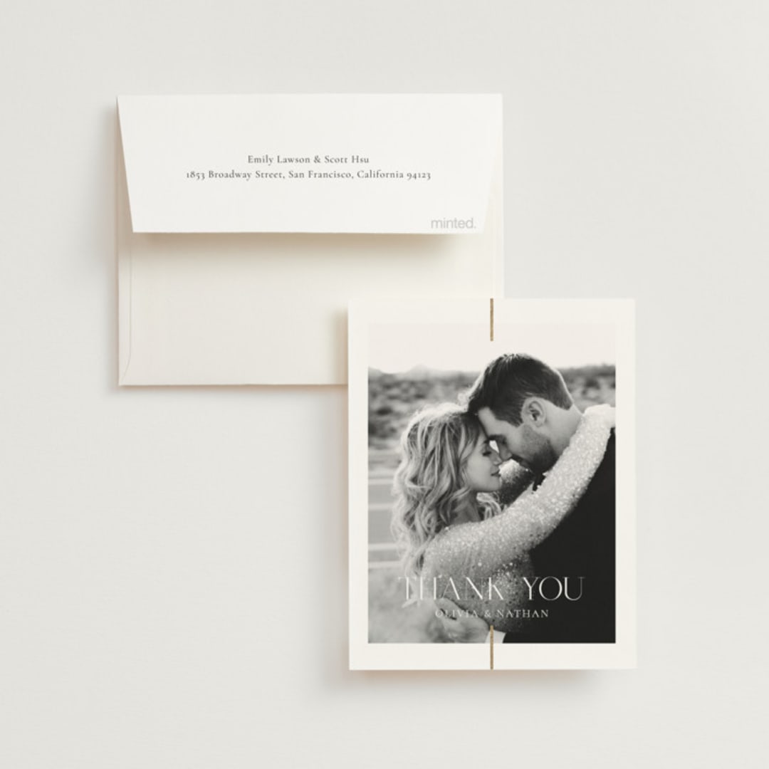 "Aligned" - Wedding Thank You Cards in Spun Sugar by Jessica Williams - Front