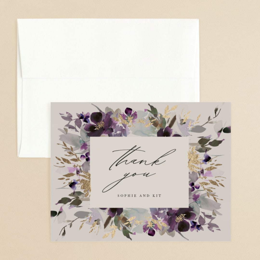 "Fleur" - Wedding Thank You Cards in Iris by Lori Wemple - Front