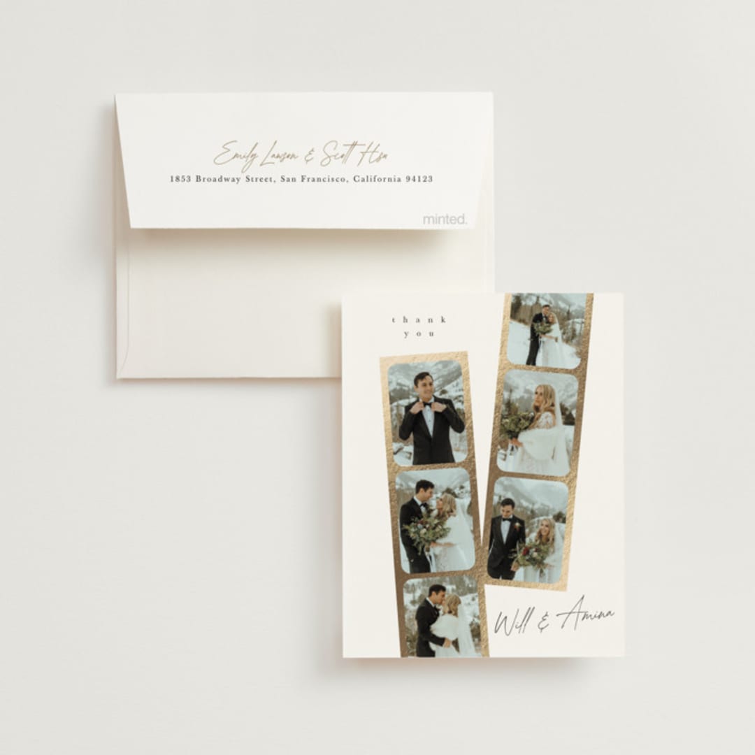 "Snapshots" - Wedding Thank You Cards in Pearl by Leah Bisch - Front
