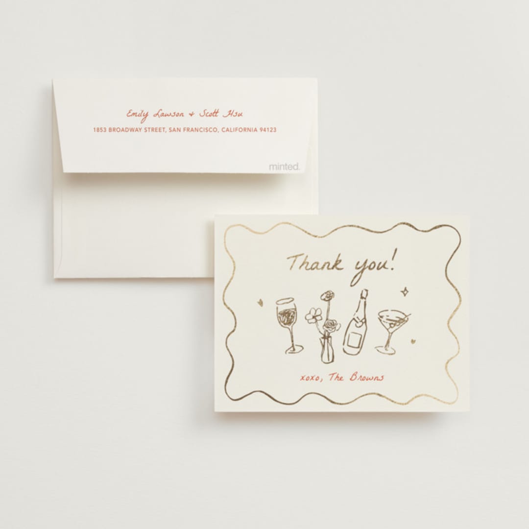 "Chic Soirée" - Wedding Thank You Cards in Verona Sunset by Cass Loh - Front