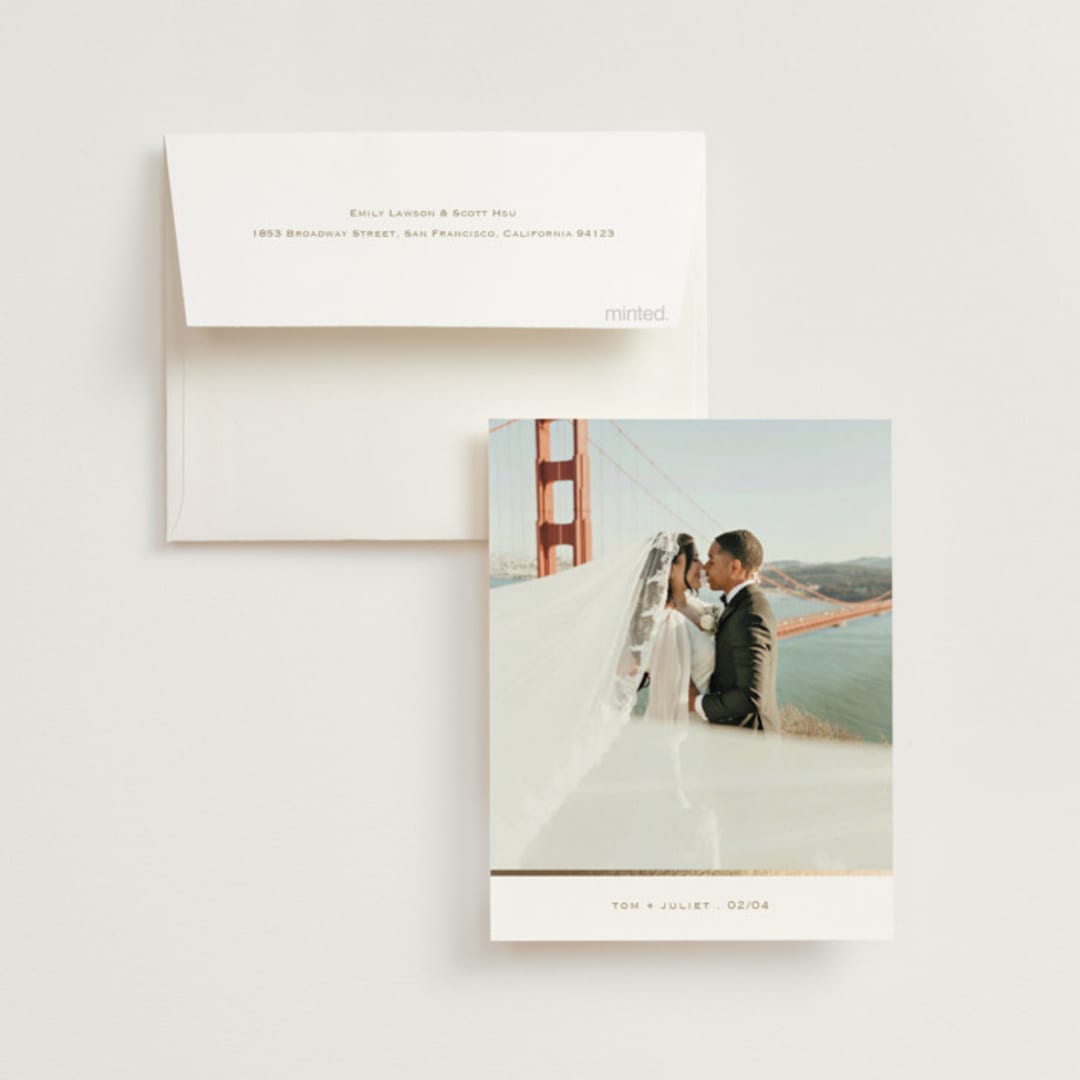 "Joie" - Wedding Thank You Cards in Golden by Ani Somi - Front