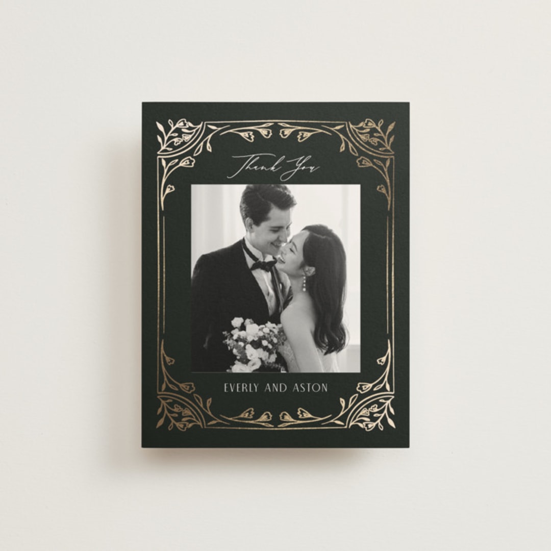 "Majesty" - Wedding Thank You Cards in Onyx by Nicoletta Savod - Front