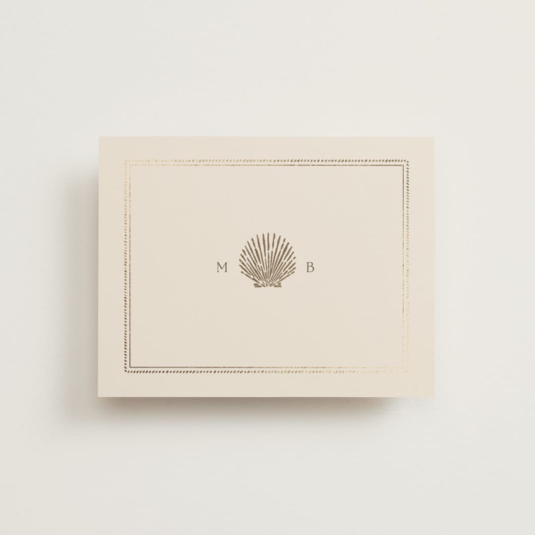 "Seaside" - Wedding Thank You Cards in Champagne by Griffinbell Paper Co. - Front