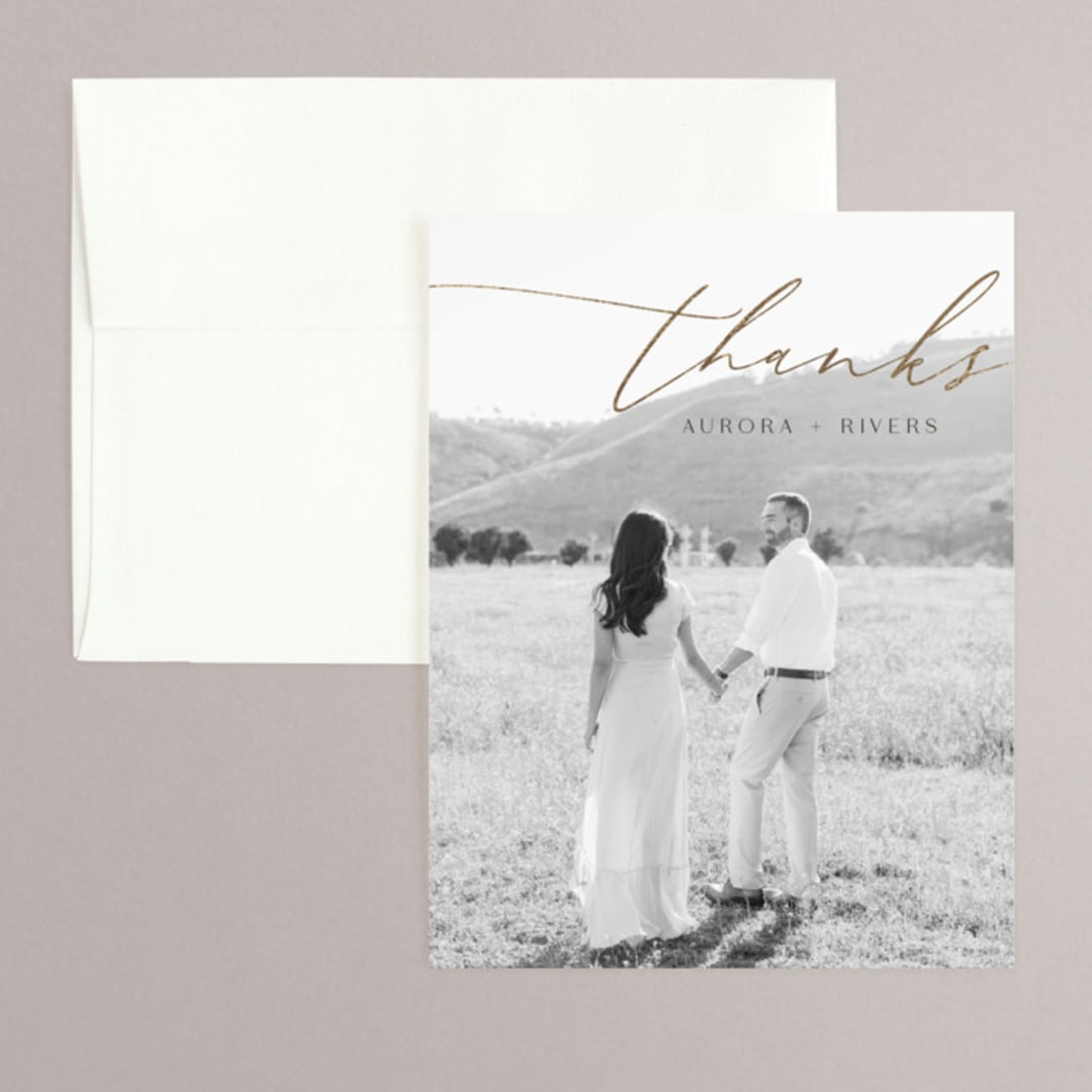 "gathering" - Wedding Thank You Cards in Smoke by Olivia Raufman - Front