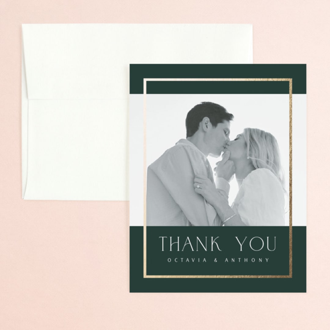 "Regal" - Wedding Thank You Cards in Evergreen by Nicole Walsh - Front