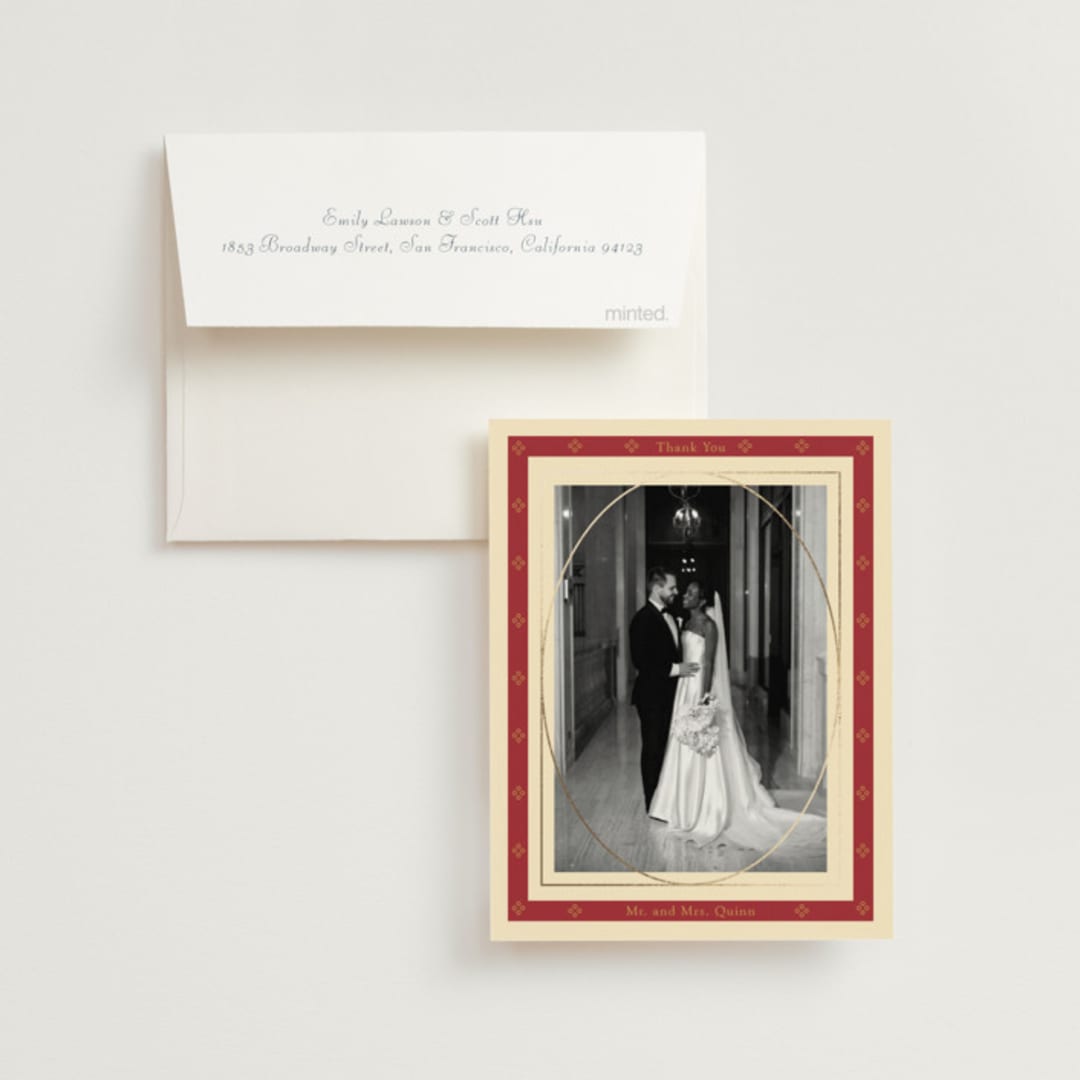 "Woven" - Wedding Thank You Cards in Navy by Baumbirdy - Front
