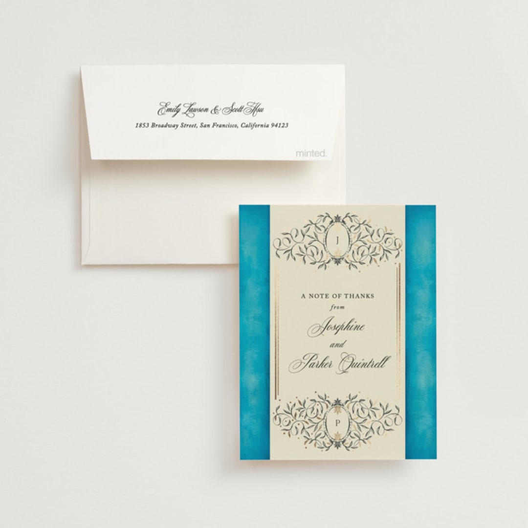 "Josephine" - Wedding Thank You Cards in Marine by Jackie Crawford - Front