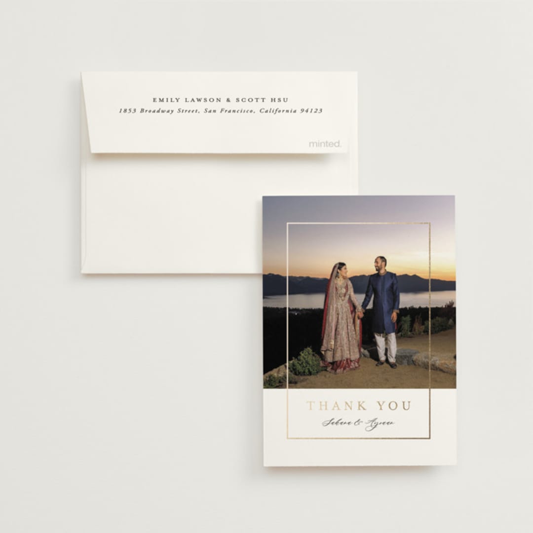 "Gilded Frame" - Wedding Thank You Cards in Pearl by Nicole Walsh - Front
