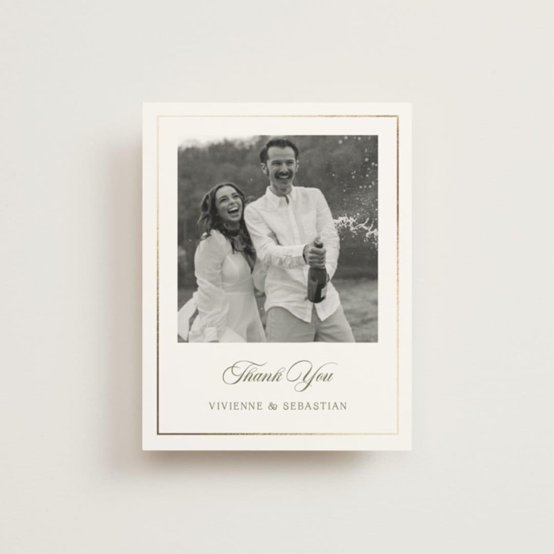 "Country Elegance" - Wedding Thank You Cards in Sage Green by Lucrecia Caporale - Front