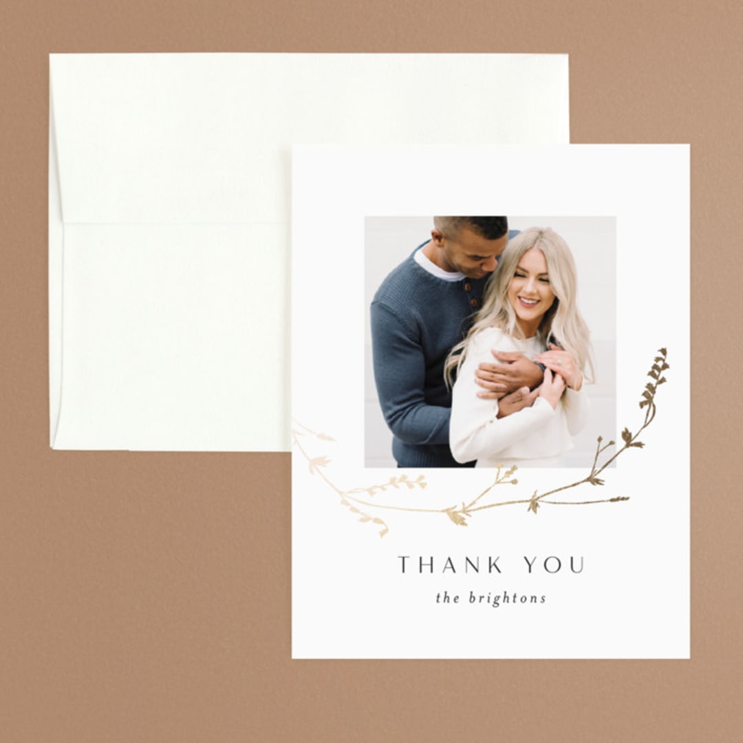 "Vine Wrap" - Wedding Thank You Cards in Cotton by Amy Kross - Front