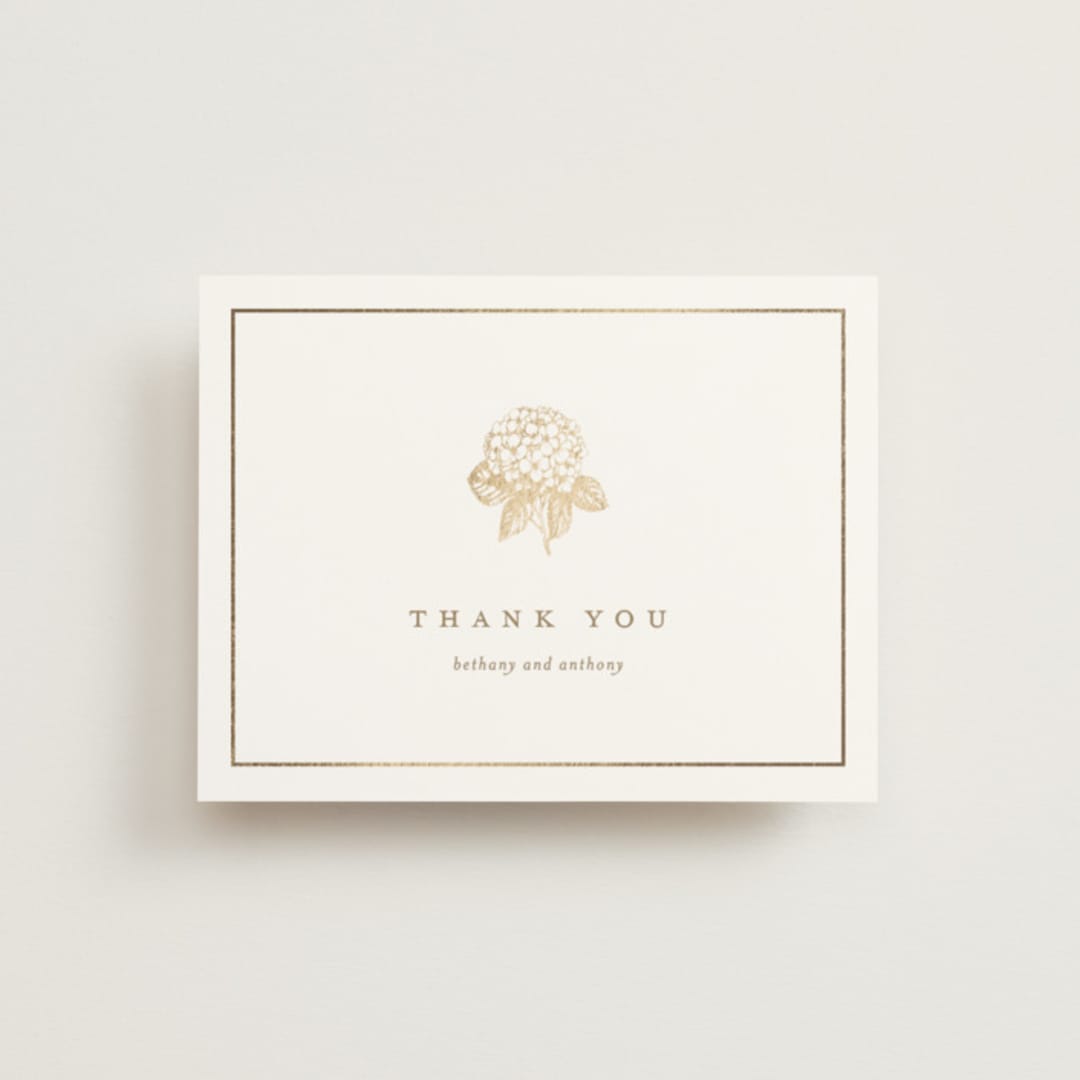 "Hydrangea bloom" - Wedding Thank You Cards in Cotton by Stacey Meacham - Front