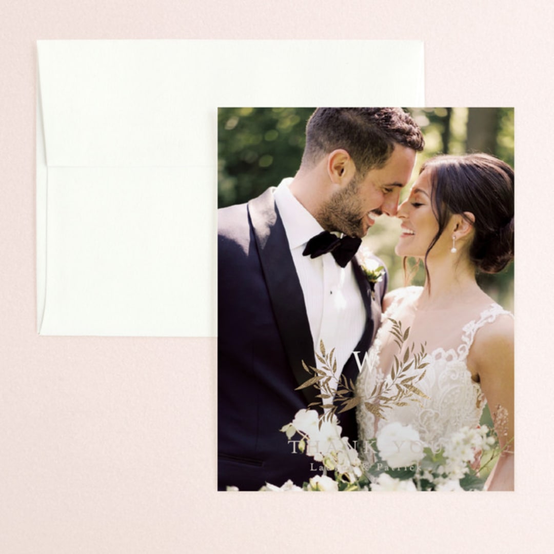 "Natural Monogram" - Wedding Thank You Cards in Porcelain by Jennifer Postorino - Front