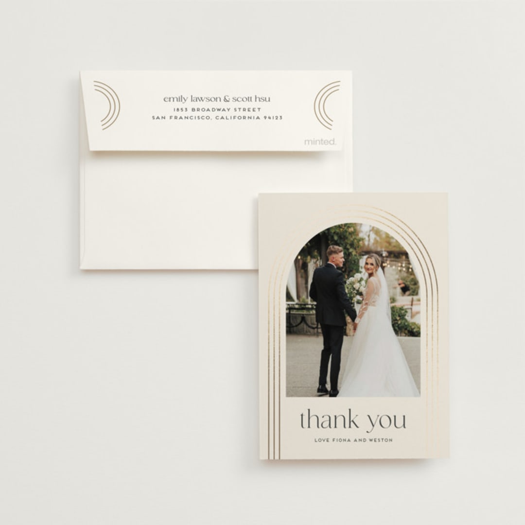 "Curves" - Wedding Thank You Cards in Chiffon by Amy Payne - Front