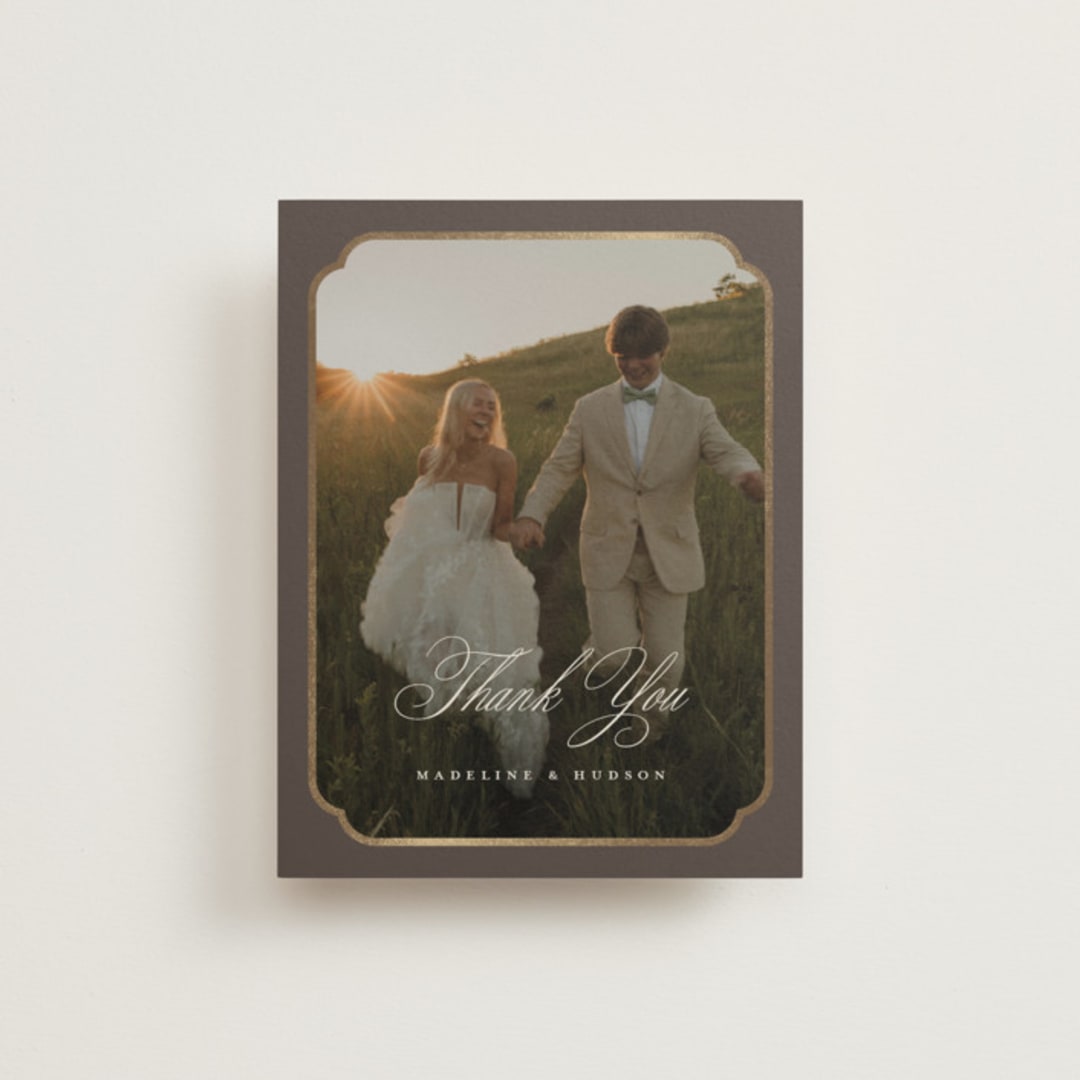 "Arch Frame" - Wedding Thank You Cards in Cognac by Emily Betts - Front