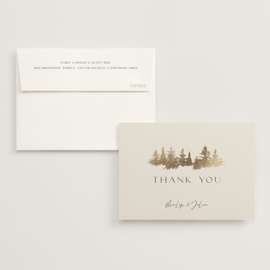 "Vista" - Wedding Thank You Cards in Fallen Snow by Robin Ott - Front