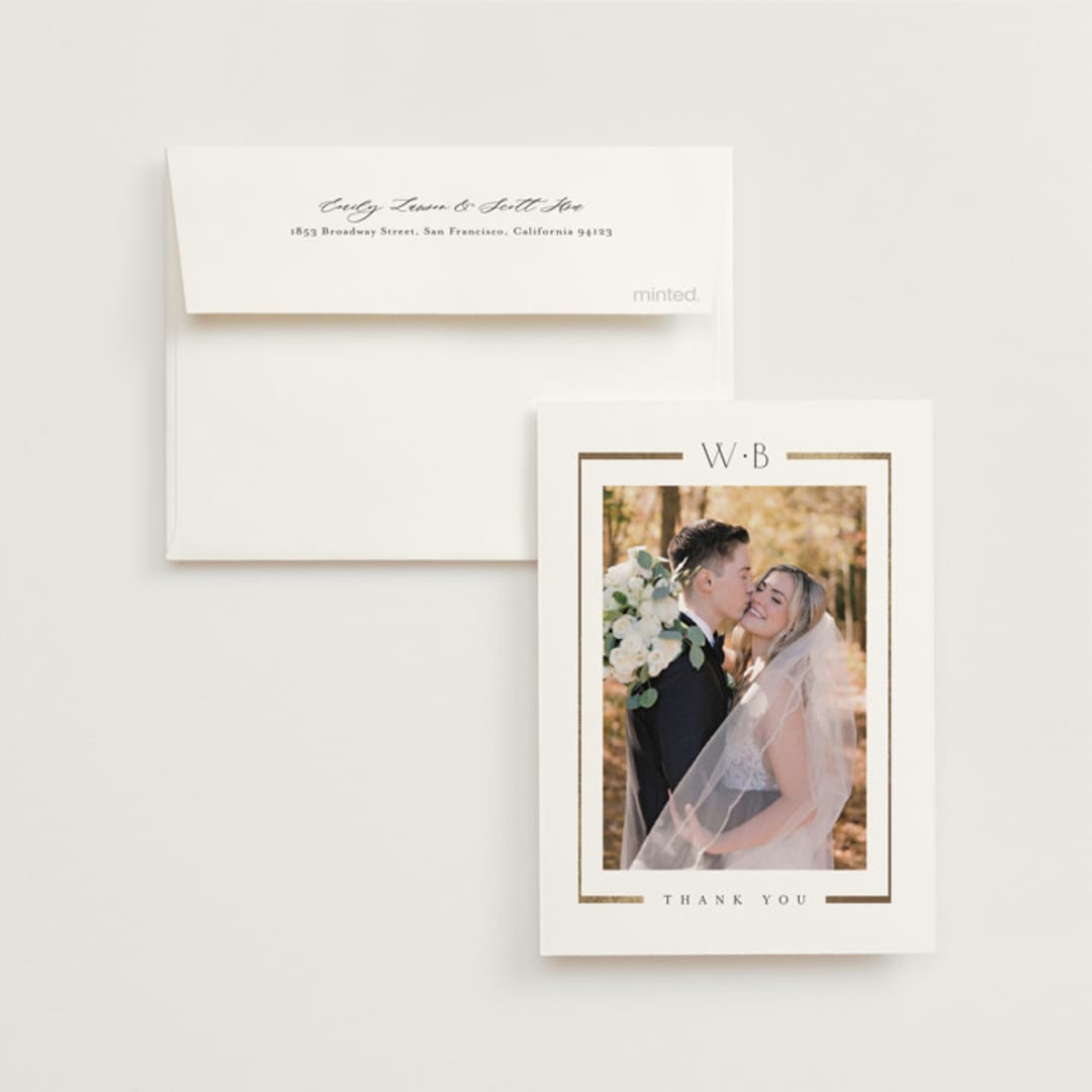 "Luster" - Wedding Thank You Cards in Cotton by Stacey Meacham - Front