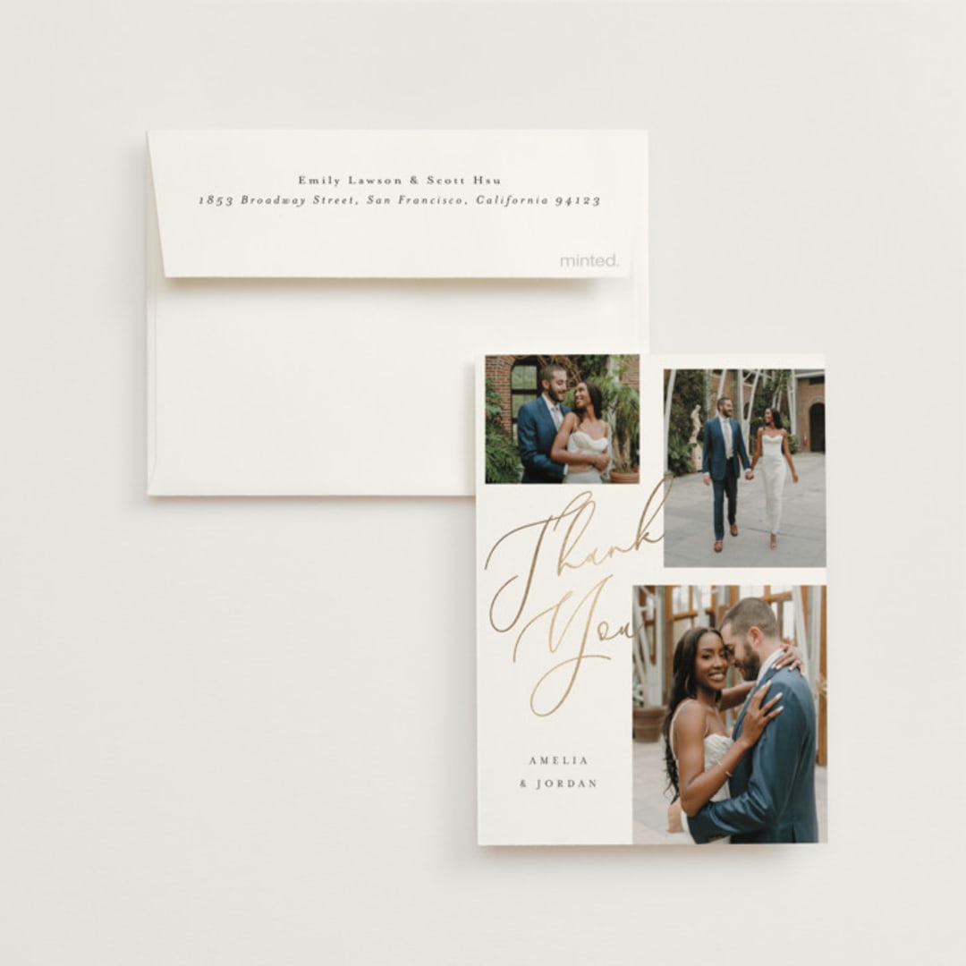 "Whimsy" - Wedding Thank You Cards in Snow by AK Graphics - Front