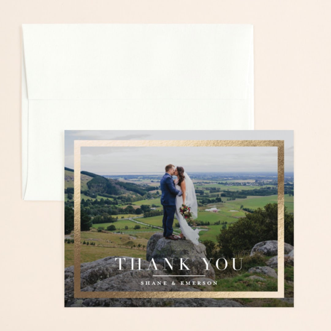 "Bold Classic" - Wedding Thank You Cards in Gold by Jessica Williams - Front