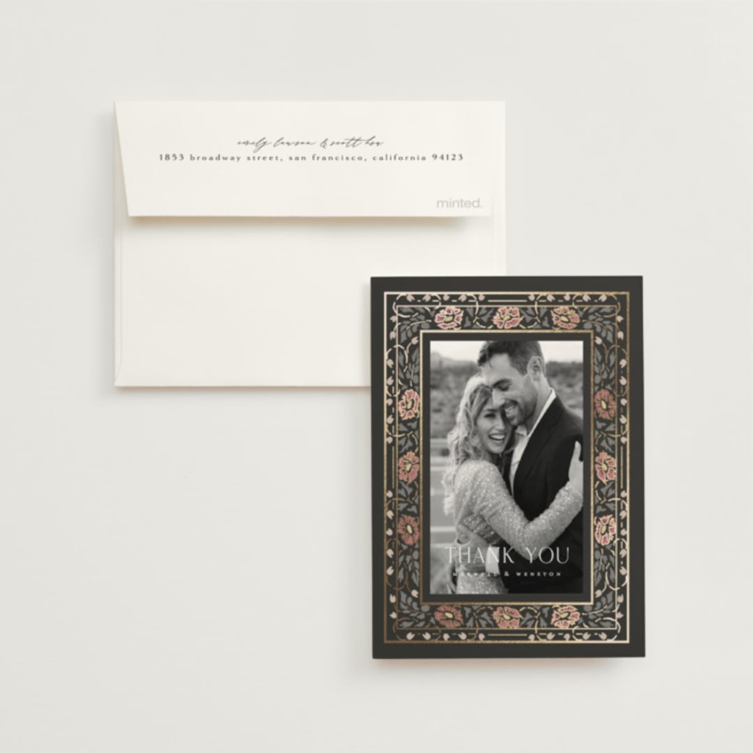 "Timeless Nature" - Wedding Thank You Cards in Ebony by Ana de Sousa - Front