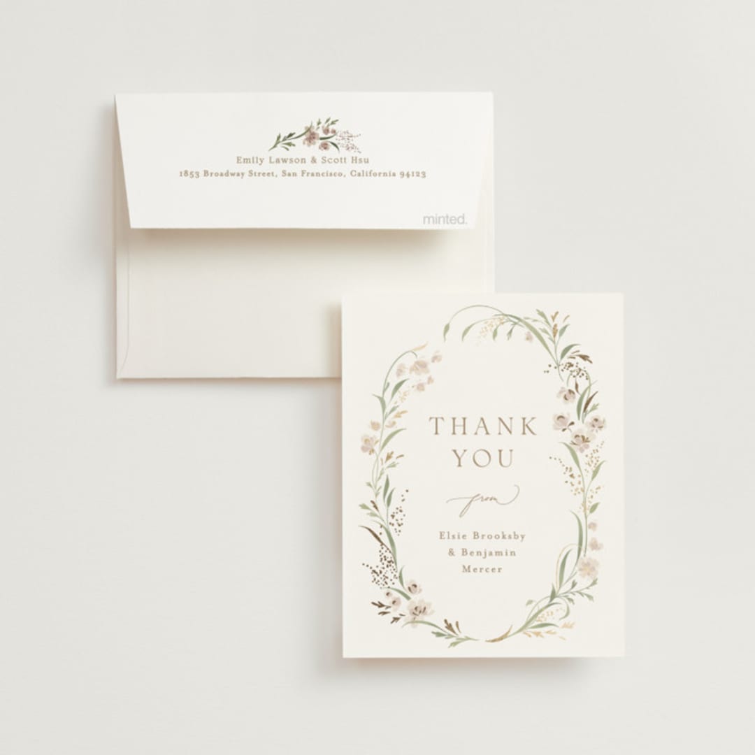 "Meadow" - Wedding Thank You Cards in Spring Mist by Erin L. Wilson - Front