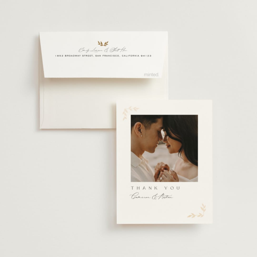 "Courtyard" - Wedding Thank You Cards in Lily by Owl and Toad - Front