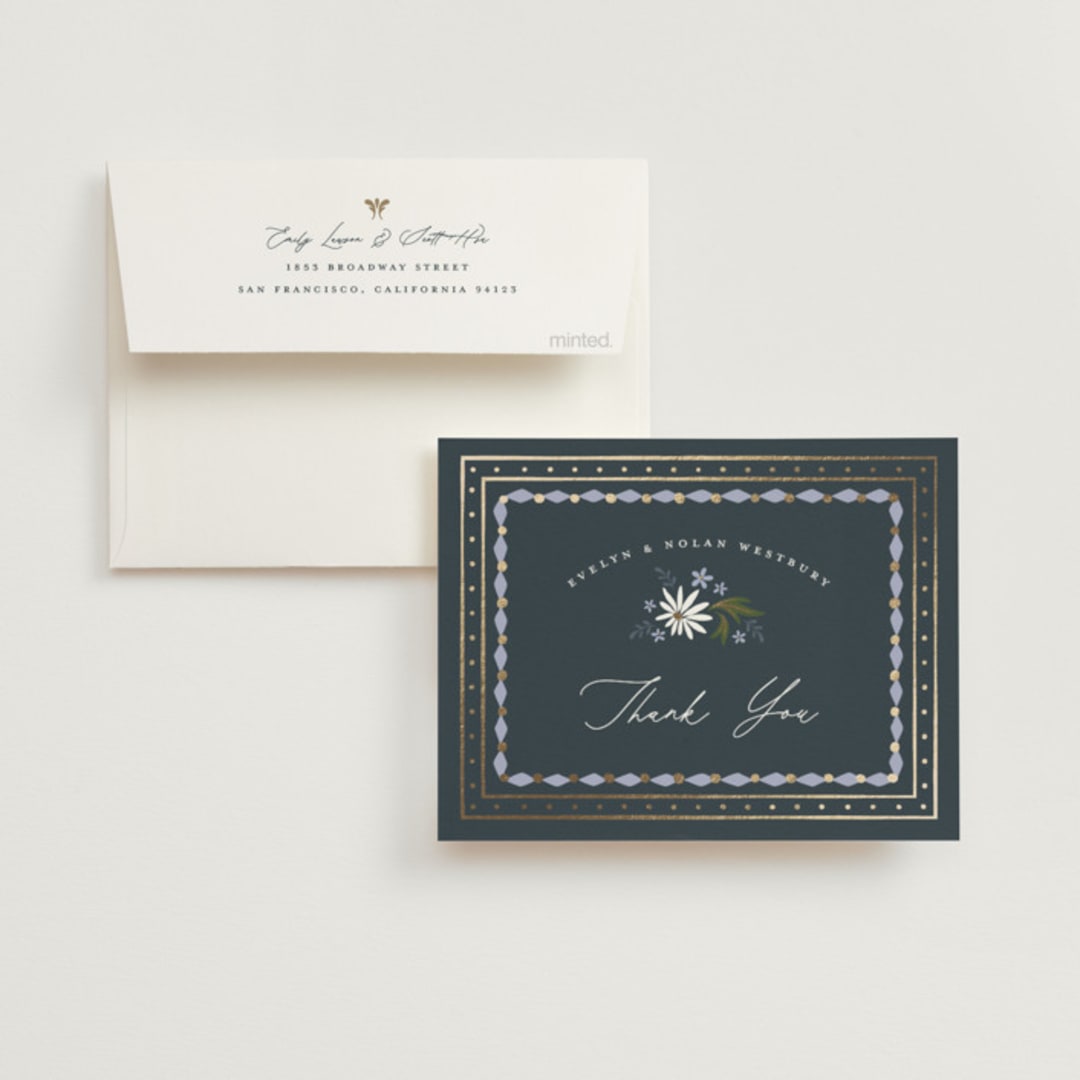 "Sadie" - Wedding Thank You Cards in Periwinkle by Erin German - Front