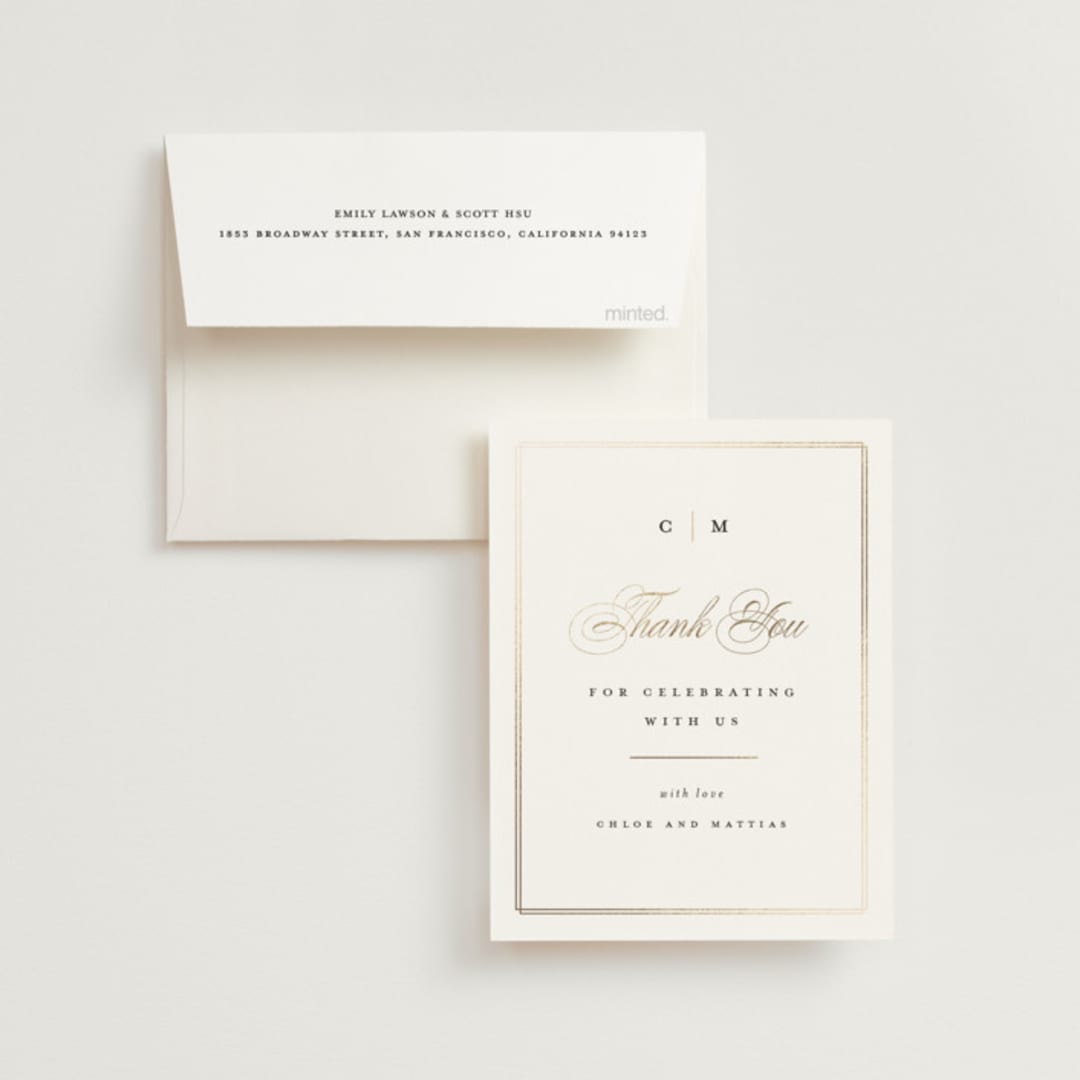 "Timeless" - Wedding Thank You Cards in Linen by Erica Krystek - Front