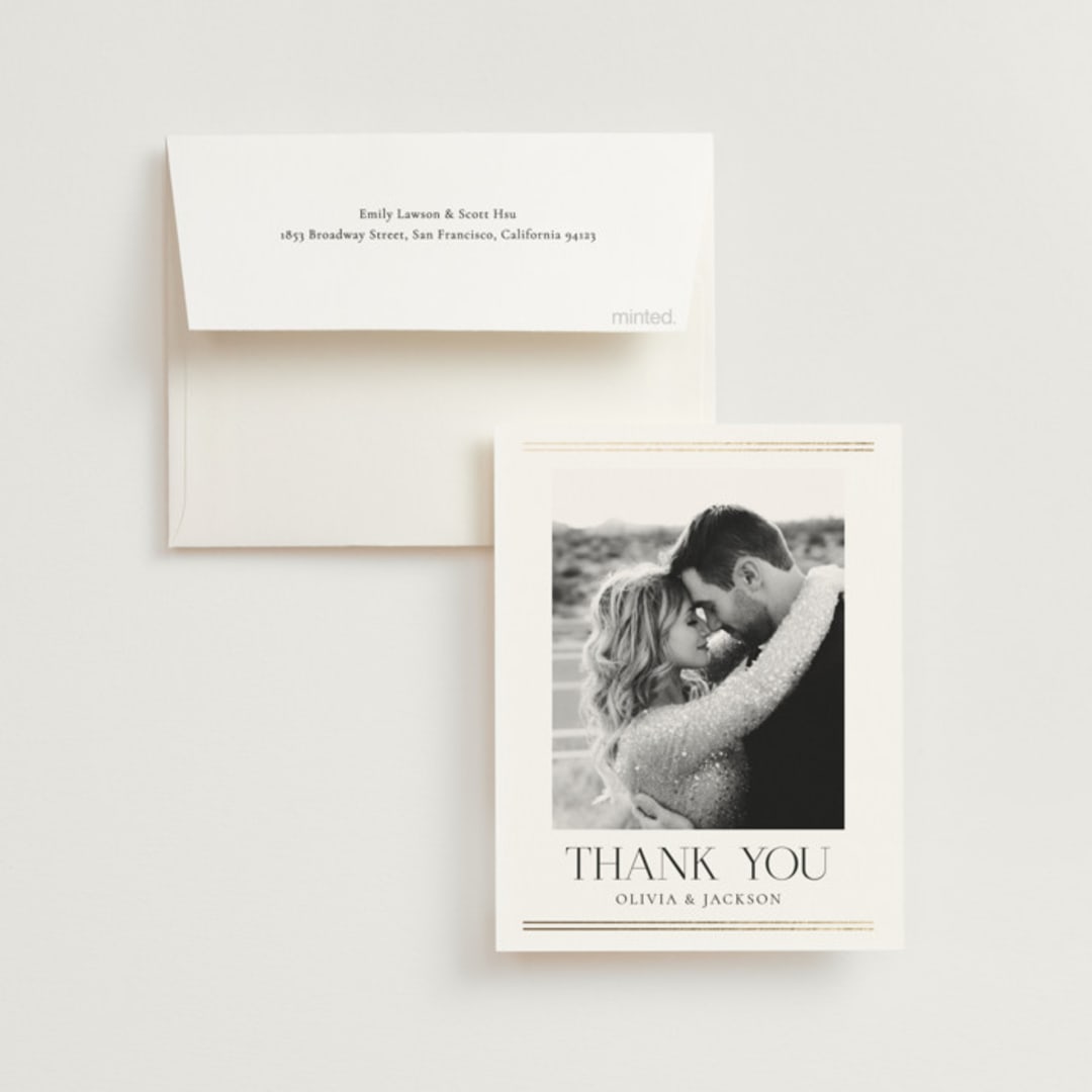 "Fineline" - Wedding Thank You Cards in Spun Sugar by Jessica Williams - Front